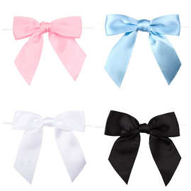 跨境专供4cm涤纶带扎丝蝴蝶结食品礼袋包装封口扎条香水瓶配饰