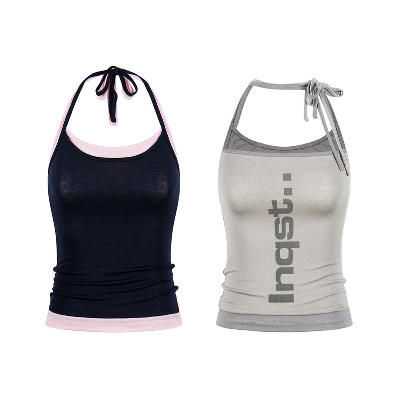 Unbdns American Retro Spicy Girl Design Halter Neck Tank Top for Women 2026 Summer New Trendy Outerwear Top
