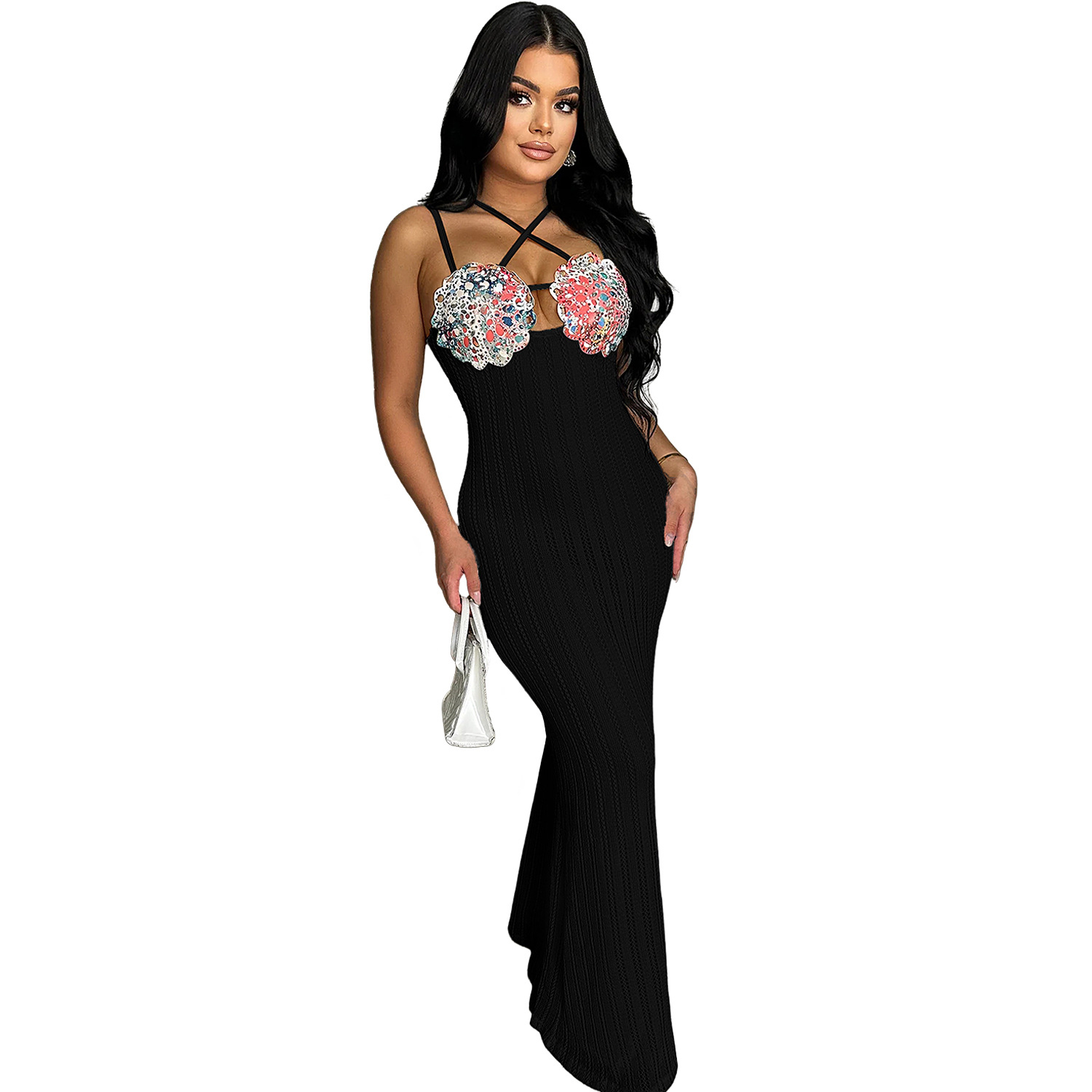C7102 Aliexpress transfronterizo Amazon estación independiente de moda europea y americana ropa de mujer sin mangas vestido vestido largo nuevo