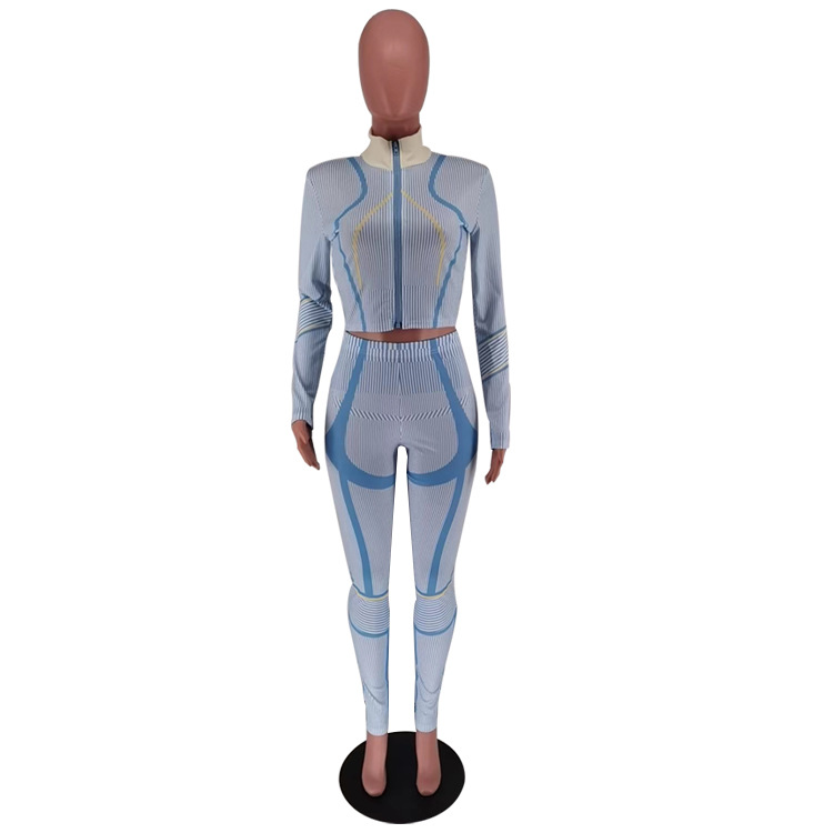 315g Weight Long Sleeve Sleeve Length Spandex, Polyester Fabric Type Pant Co-ord Set Sets Type 2 Pieces Set Quantity Sports Occasion Standing Collar Neckline Sports Function Skinny Fit Type Geometric Pattern Autumn Season Women's Gender Sports Style Sports Women's Sports Geometric Spandex Polyester Pant Co-ord Set Pants Sets 28