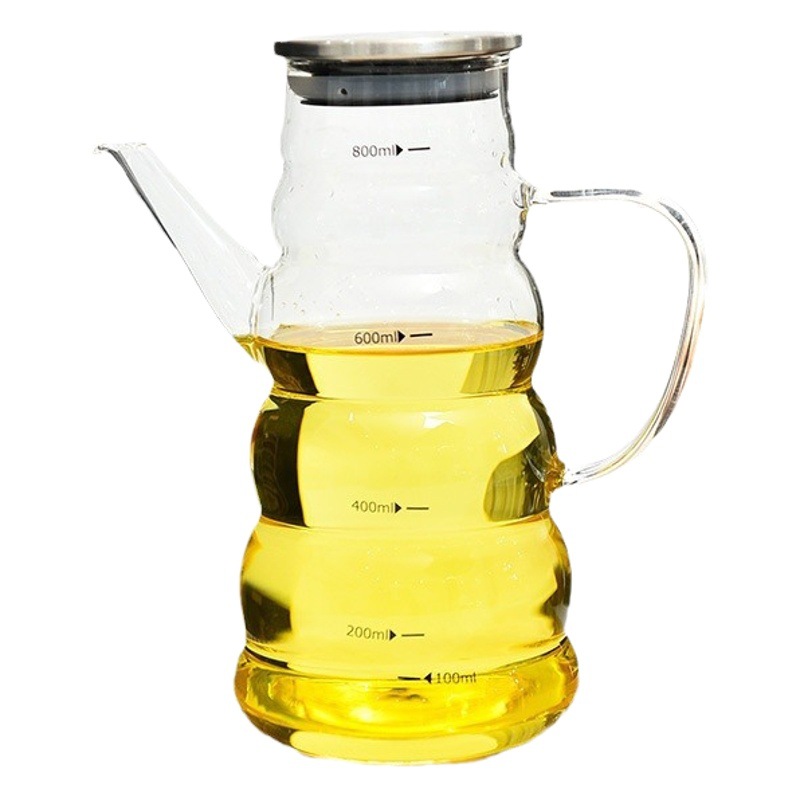 Olla de aceite de vidrio botella de aceite a rayas cocina hogar a prueba de fugas botella de condimento de aceite no colgante resistente a altas temperaturas tetera fría hervidor frío
