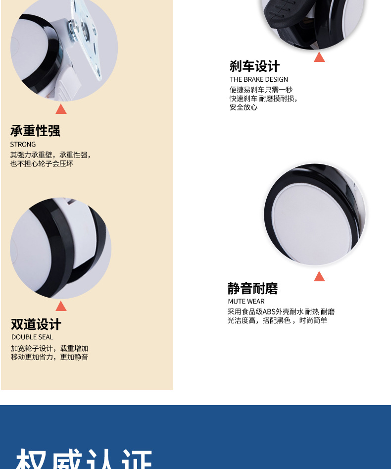 PU静音医疗双片轮子