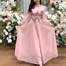 重工刺绣网纱钉珠长袖连衣裙女秋季新款高级感名媛风仙女裙长裙子