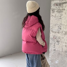儿童羽绒马甲2025年冬季新款男童女童中大童加厚连帽外穿坎肩背心