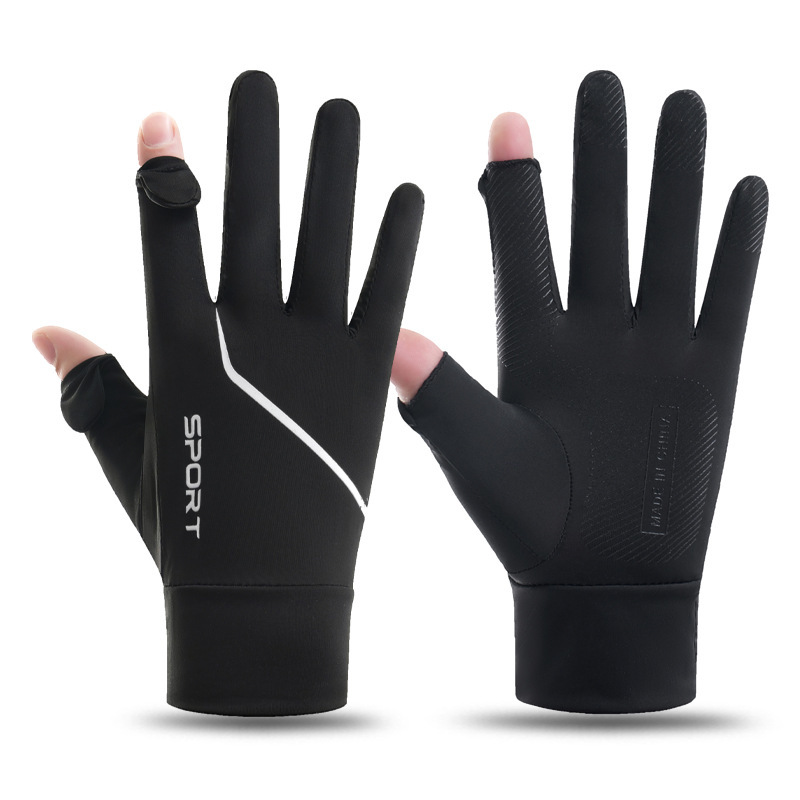 Guantes de protección solar para hombres verano anti-deslizante anti-UV conducir para llevar luas guantes de hielo de pesca