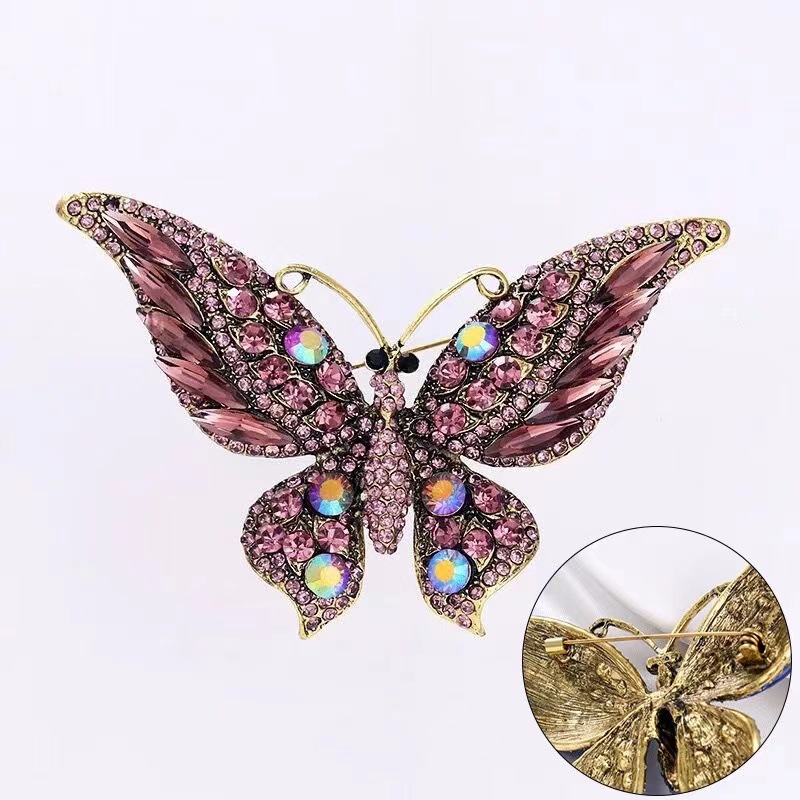 Butterfly Pattern Women'S Gender Fashion Pin Butterfly Alloy Enamel Rhinestones Women'S Brooches