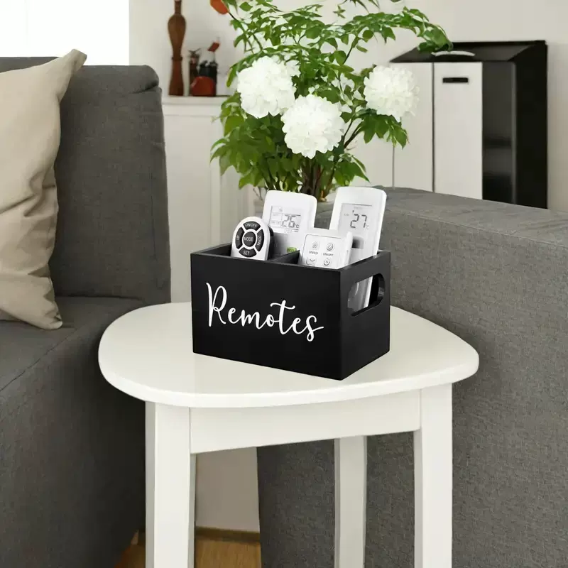 遥控收纳木盒木质分格收纳盒客厅桌面整理筐咖啡茶包储物装饰盒子