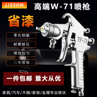 Manufacturer Free Shipping Lisun W-71 Car Topcoat Furniture Paint Spray Gun High Atomization Quality Paint-Saving Pneumatic Spray Gun
