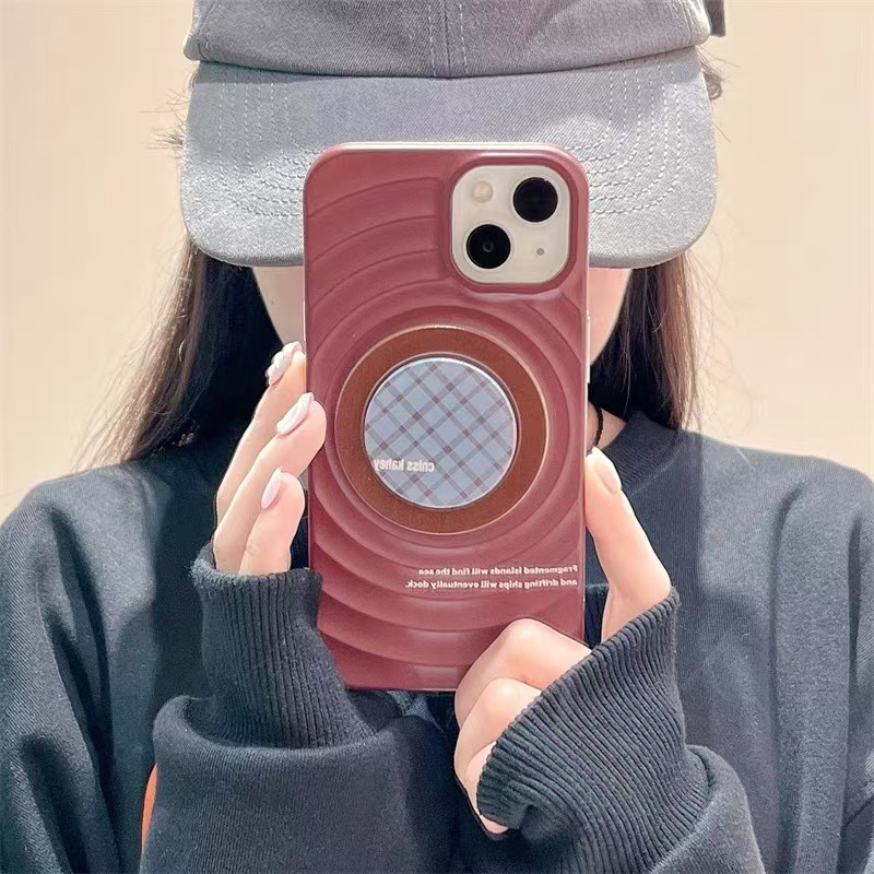 Sencillo de onda magnética de color sólido 16ProMax soporte a cuadros 14 para Apple 15 funda para teléfono móvil 13 pareja 15PM