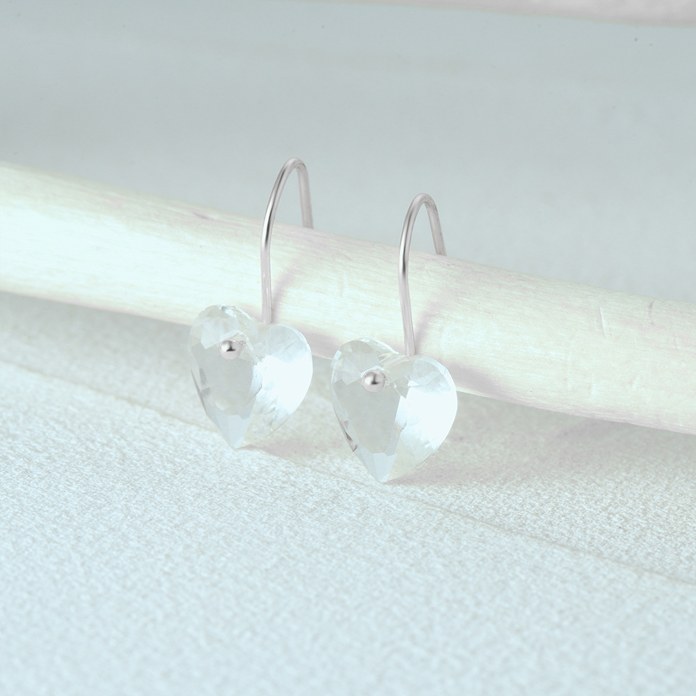 1 Pair Quantity 1 Pair 925 Sterling Silver Zircon Heart Shape Drop Earrings