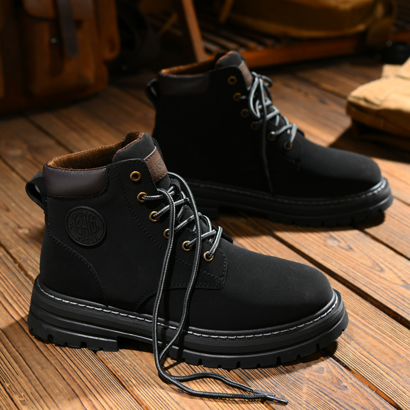 Martin botas de ruibarbo botas para hombres 2025 nuevo cuero con suela gruesa botas de trabajo casuales de altura resistente al desgaste impermeable botas de trabajo image 2