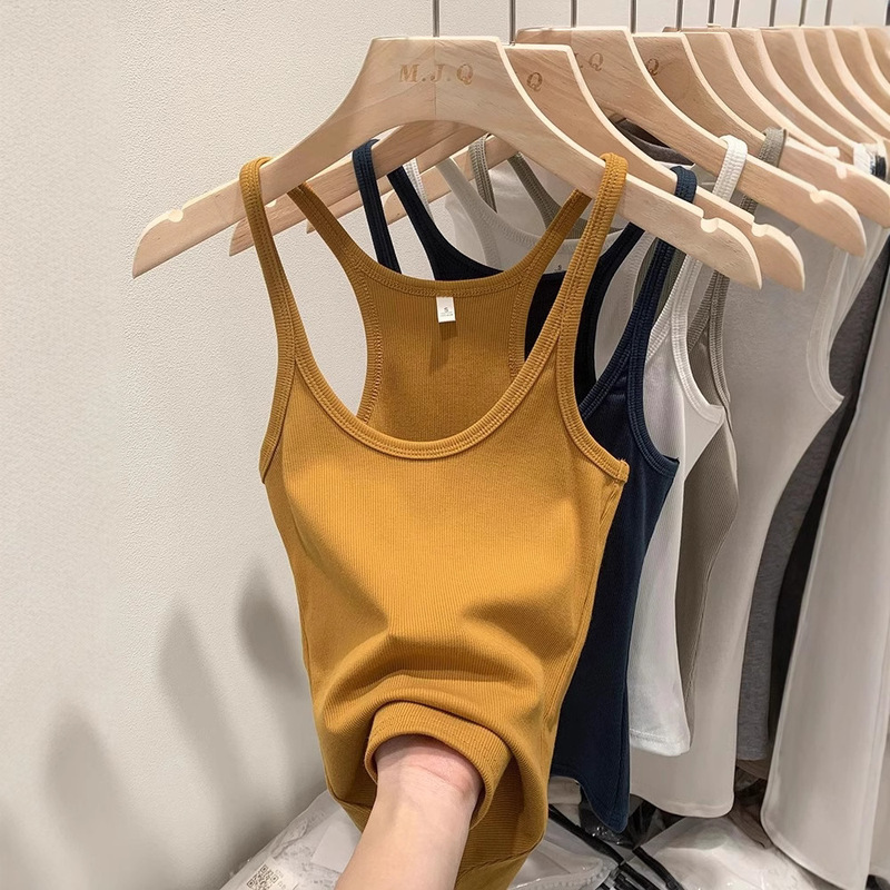 Hot Girl Knitted Camisole Women's Spring and Summer New Slim-fit Slimming Short Outer-wear Sleeveless Tops