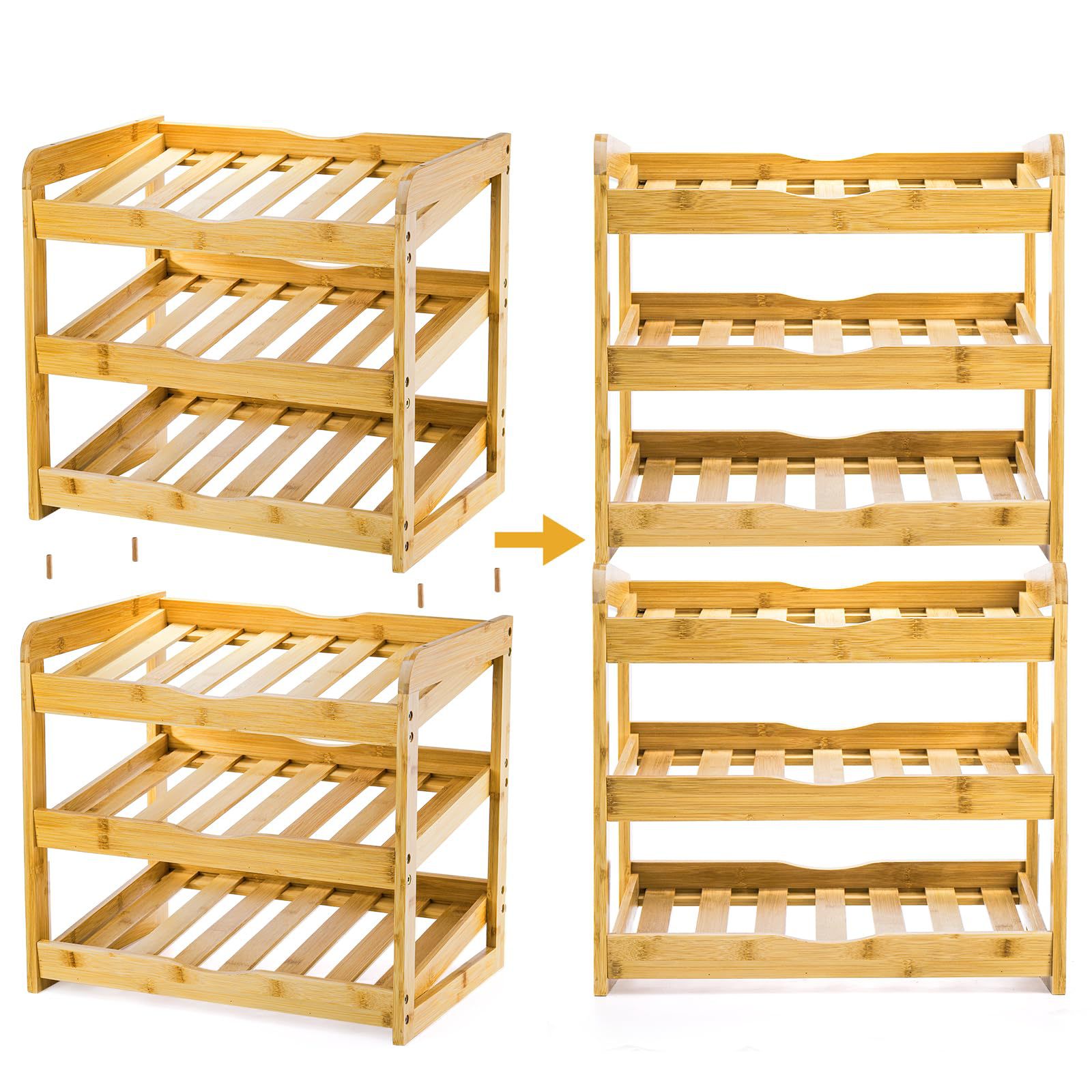 Bamboo multi-layer storage rack kitchen tabletop cans pet can…