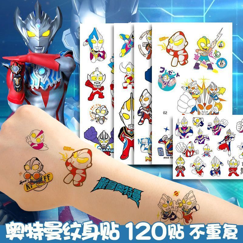 Tattoo Ultraman Superman Q-Version Embossed Long-Lasting Cartoon Waterproof Stickers for Children Boys, Non-Toxic Tattoo Ultraman Superman Q-Version Embossed Long-Lasting Cartoon Waterproof Stickers for Children Boys, Non-Toxic