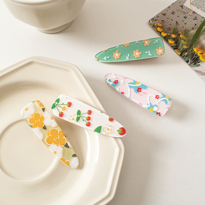 10g Weight Hair Clip Hair Accessories Type 1 Piece Quantity Holiday, Daily Occasion Acrylic Material Plumeria Pattern All Seasons Season Women's Gender Sweet, Pastoral Style Sweet Pastoral Women's Plumeria Acrylic Hair Clip 7
