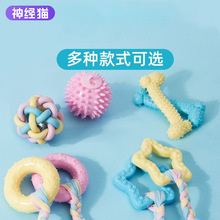 宠物磨牙绕绕球小型犬泰迪耐咬骨头训练橡胶彩色玩具球 狗狗玩具