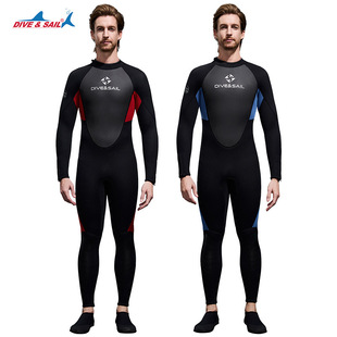 DIVE & SAIL3MM diving suit men's one-body long-sleeved sunscreen snorkeling suit thickened cold-proof warm diving suit