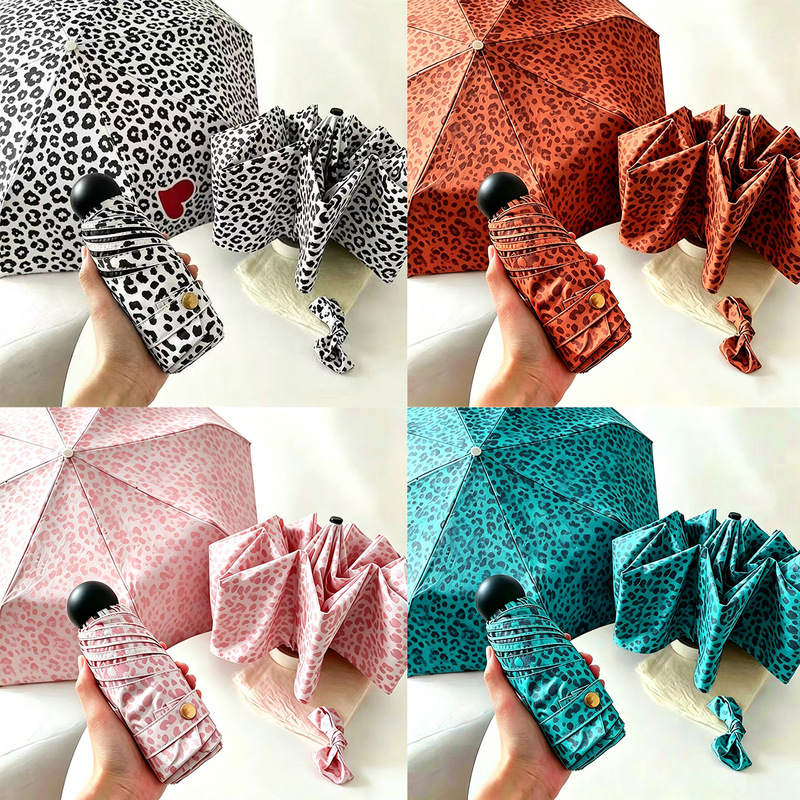 Leopard print new polka dot umbrella, dual-purpose for rain and sun, UV protection, sunshade, compact and portable for women 50% off umbrella Leopard print new polka dot umbrella, dual-purpose for rain and sun, UV protection, sunshade, compact and portable for women 50% off umbrella