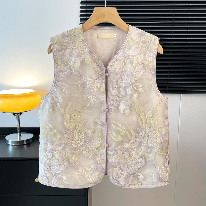 好质量中式汉服重工刺绣盘扣马甲圆领斜襟长袖上衣搭配鱼尾裙套装|undefined