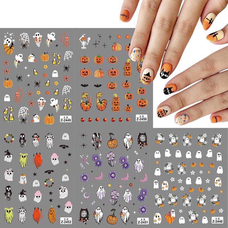 Cross-border New Halloween Nail Art Stickers Nail Decoration Back Adhesive Stickers Cute Three-dimensional Relief Cross-border New Halloween Nail Art Stickers Nail Decoration Back Adhesive Stickers Cute Three-dimensional Relief
