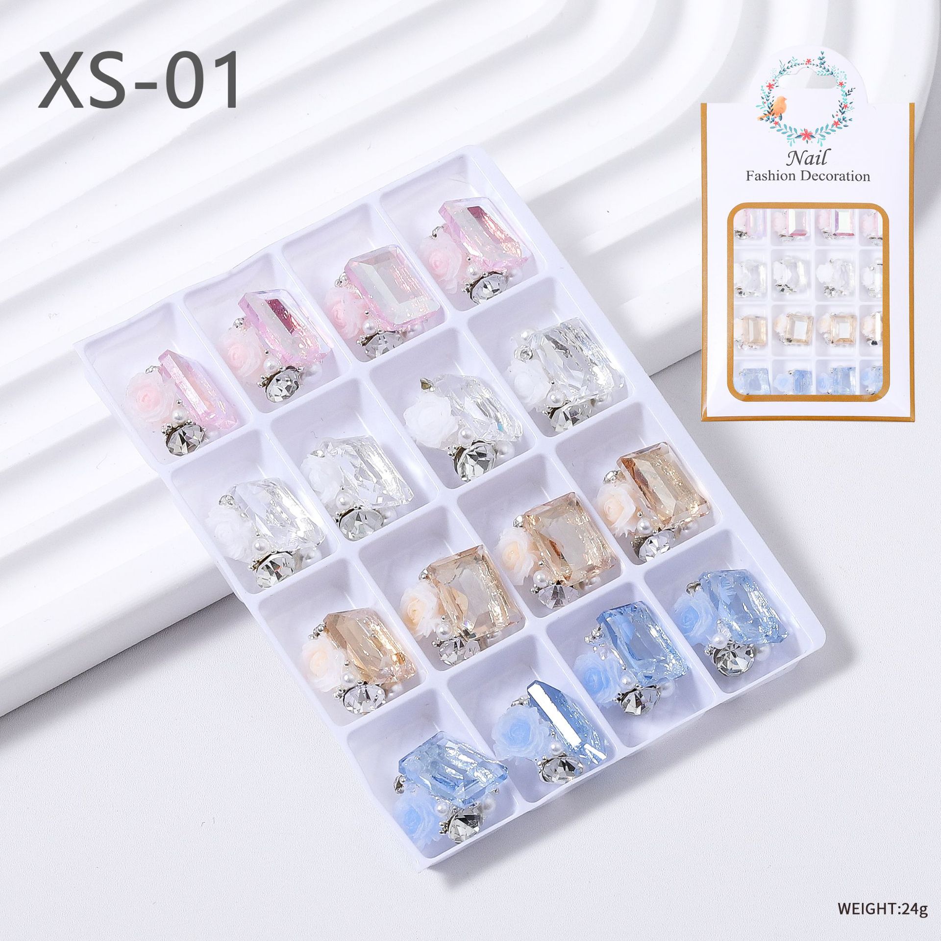 Especial transfronterizo para uñas mixtas, joyería de aleación, arco de cristal, pila de diamantes, accesorios de decoración de uñas tridimensionales al por mayor