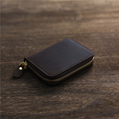 Retro CRAZY HORSE wallet man zipper multi-function genuine leather Card package Youth The first layer cowhide have cash less than that is registered in the accounts student Wallet