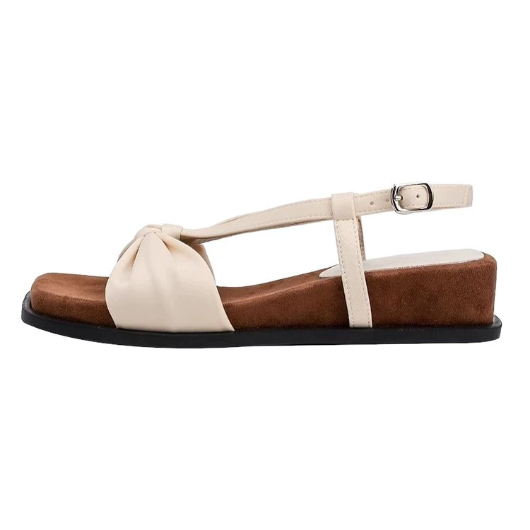 Sandals, footwear, suitable with a skirt platform with bow, universal retro shoes, french style