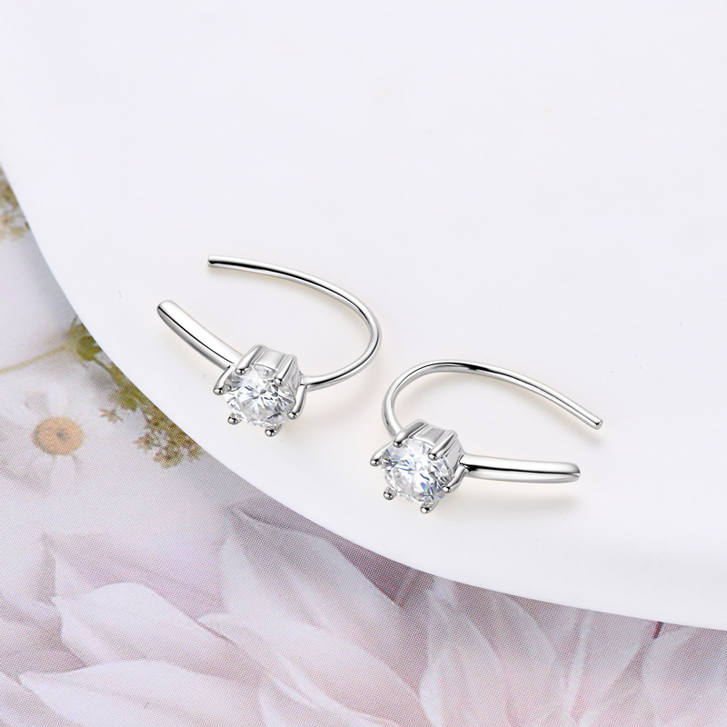 Fashion Design K-gold Jewelry for Women Elegant  U-shaped Stud Earrings Dazzling S925 Silver Inlaid Moissanite Earrings for Girls Birthday Gift