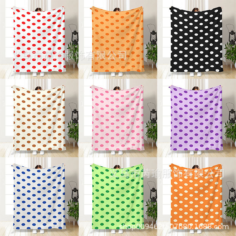 新款黑白圆点毛毯四季通用床单办公室午睡小毯子保暖多功能盖毯