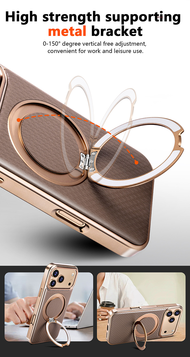 Ốp lưng da xoay 360 độ có giá đỡ từ tính chống rơi cho iPhone 16/15/14/13 Pro Max — 【Đen ánh★Giá đỡ xoay từ】, 【Cam ánh★Giá đỡ xoay từ】, 【Nâu ánh★Giá đỡ xoay từ】, 【Xám ánh★Giá đỡ xoay từ】 chi tiết 9