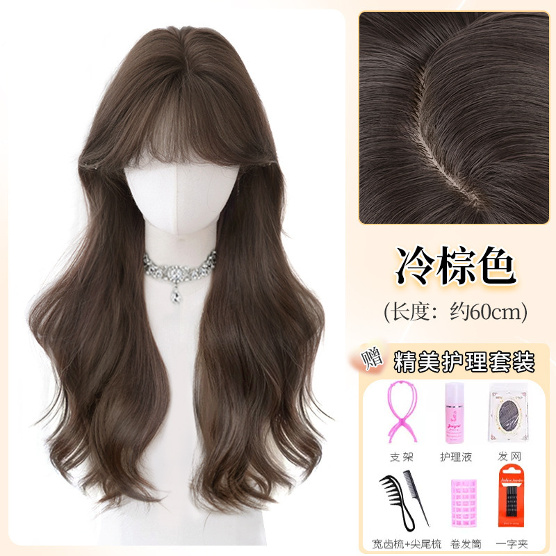 假发全头套女大波浪齐刘海卷发自然隐形仿全真人发丝日常整顶假发|undefined