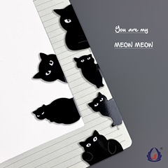 クリエイティブ磁気しおり文房具磁気鉄しおり漫画黒猫ギフト磁気ステッカー学生文芸風二つ折り本サインクランプ