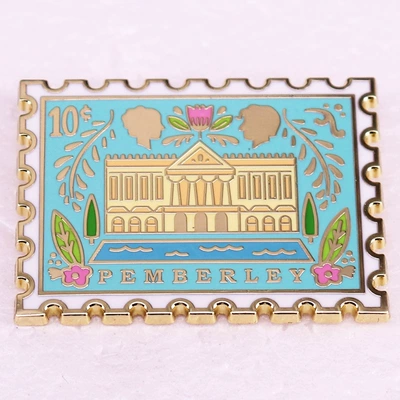 Pemberley stamp hard enamel pin Pride and Prejudice badge