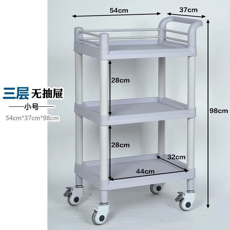 Carretilla plástica del salón de belleza del ABS doble-carro móvil del oficio del Hospital de la capa con el cajón que viste el coche del cambio
