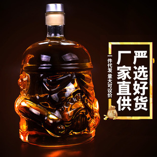 跨境TEMU一件代发高硼硅耐热耐冷玻璃酒壶星球大战白兵玻璃酒瓶创