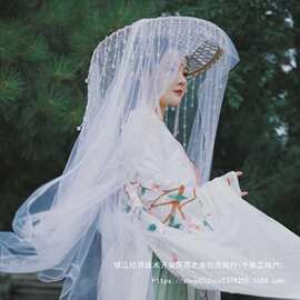 古风影视摄影道具侠女斗笠汉服帽子斗流苏笠幕离遮容防晒面纱幕帘