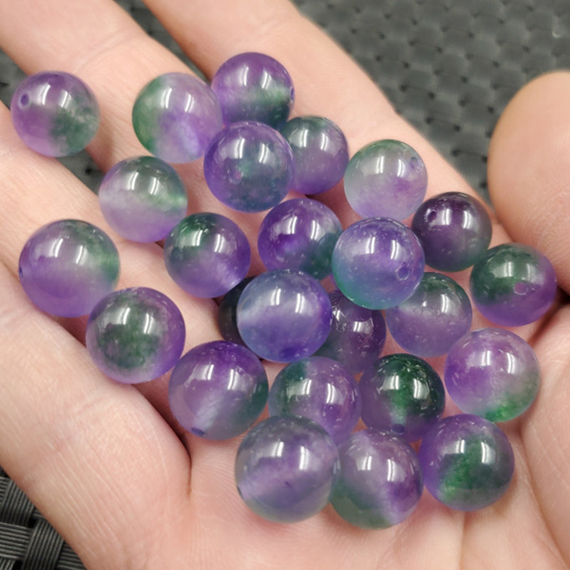 玉石散珠紫罗兰散珠紫飘花散珠diy手链项链编织珠玉珠子配件珠子