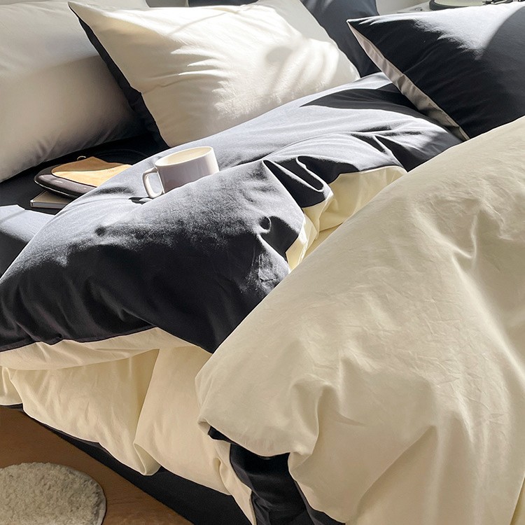 Juego de cuatro piezas de algodón 100 cama de dormitorio de algodón de tres piezas sábanas, edredón, funda de edredón, funda de edredón, cama individual para niños 4