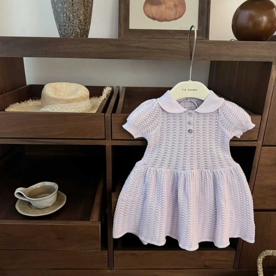 [Xianning Seven] ¡Estilo universitario británico! Falda de princesa cerosa suave de seda de hielo de manga corta con cuello de muñeca de bebé femenino