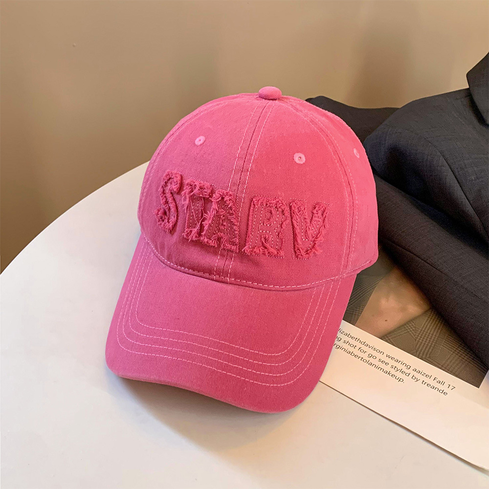 Sombrero de béisbol de letras rosa dulce primavera y otoño femenino versátil cara pequeña gorra de cabeza grande gorra de lengua de pato japonesa