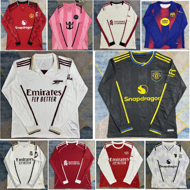 Long-Sleeved Italian Manchester United, Manchester City, Miami, Barcelona, Real Madrid, Paris, Ac America, Liverpool Football Uniforms and Training Uniforms