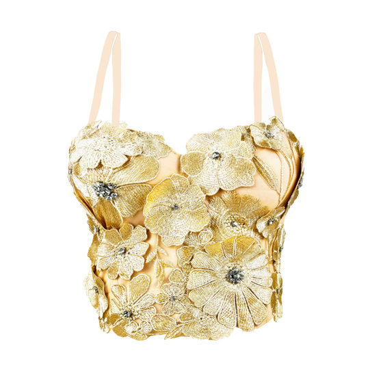 Original Design Three-dimensional Flower Diamond Body Shaping Strapless Fishbone Top Short Chanel Sling Corset for Women