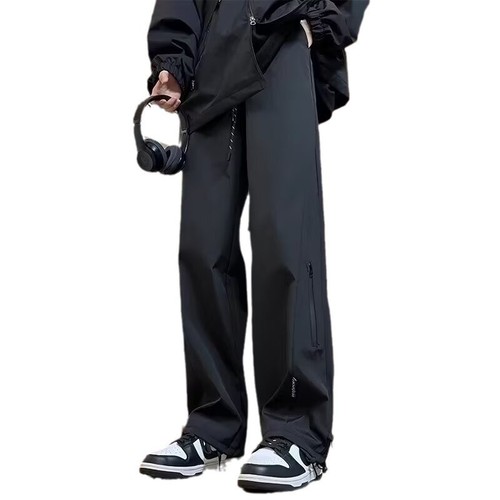 Men's Summer Trendy Loose Waterproof Straight Leg Casual Rain Pants Drawstring Fashionable Comfortable Workwear Casual Pants 