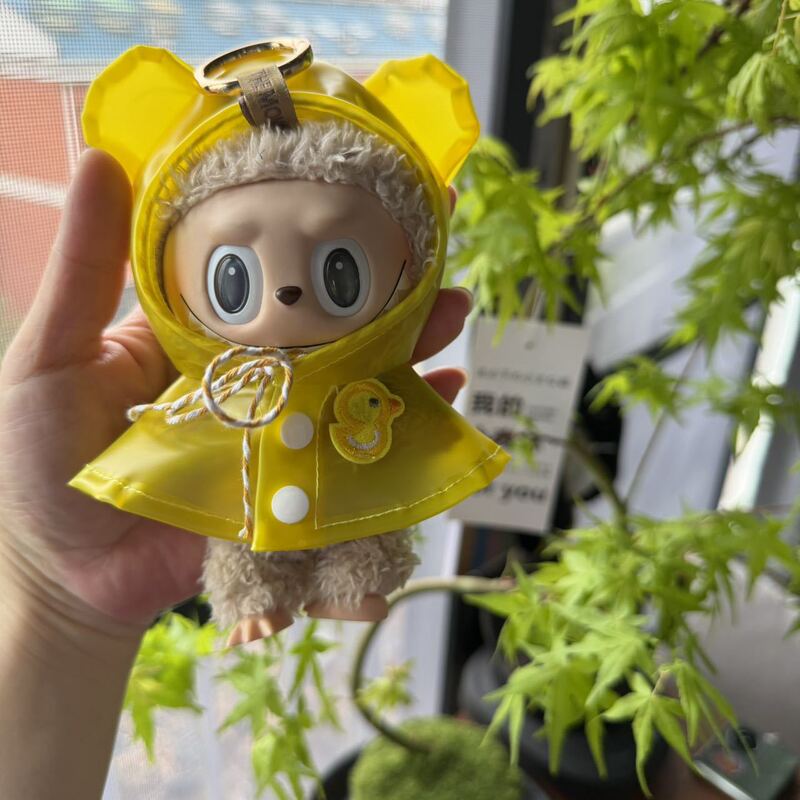 17cm Labubu Doll Clothes Gazi Sister Doll Clothes Vinyl Doll Dress-Up Outfits Cartoon Cute Hooded Raincoat