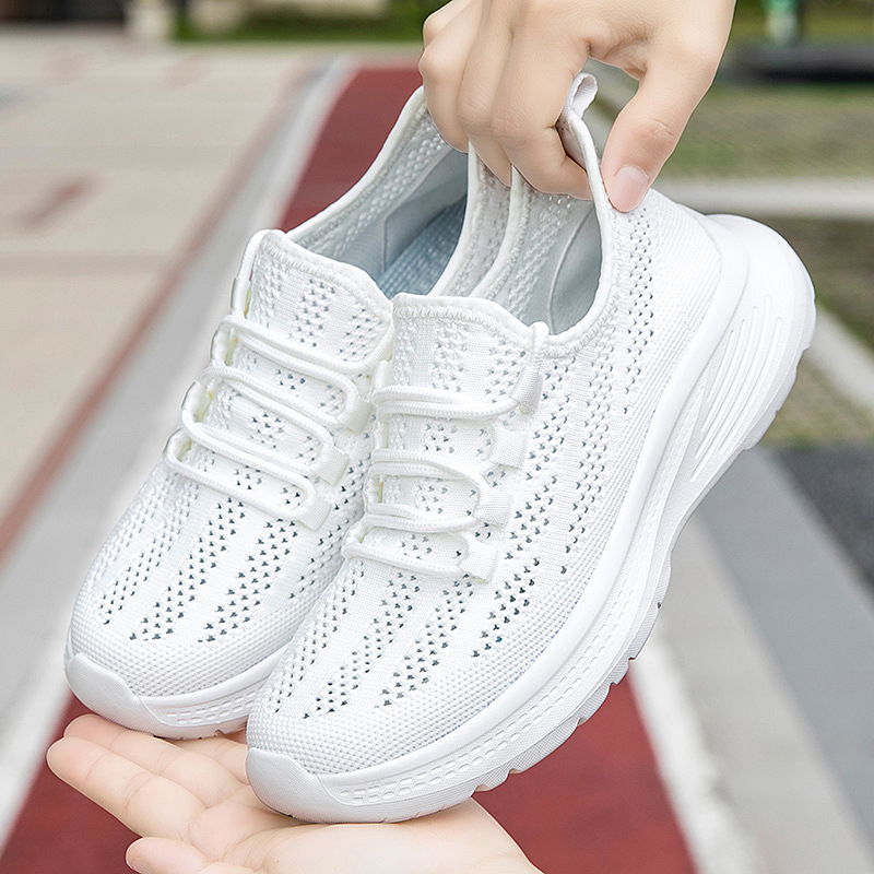 Pico-carpintero zapatos deportivos casuales mujeres verano 2025 zapatos de carreras de mujer de malla de tela de vuelo de tendencia coreana