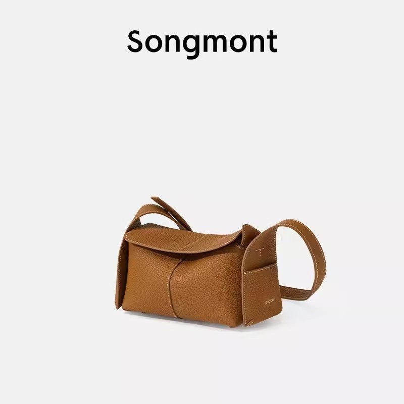 春夏头层牛皮通勤斜挎hobo包Songmont山下有松挂耳系列mini屋檐包|undefined