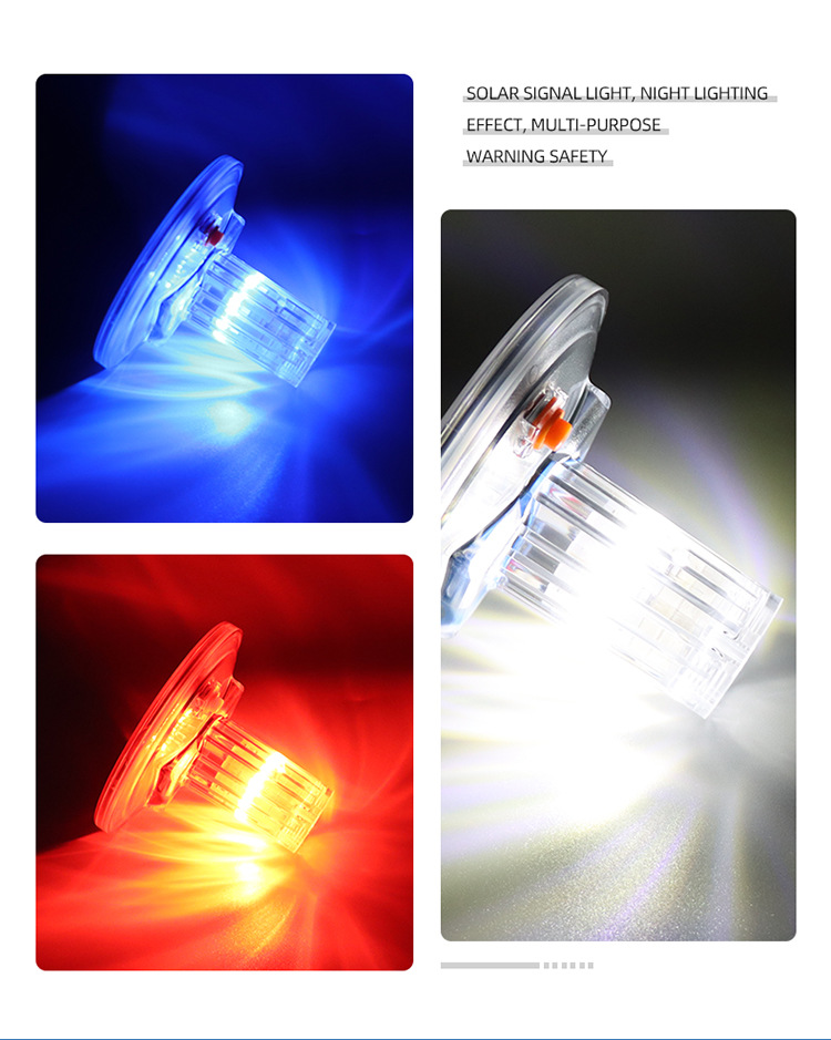Three-color signal light blue white red solar warning light led flash flash explosion light marine navigation light flashing light