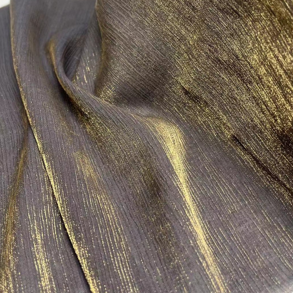 Gingko bark embossed brocade light crepe human cotton shiny silk blended fashion dress Lolita Hanfu Mamian skirt fabric