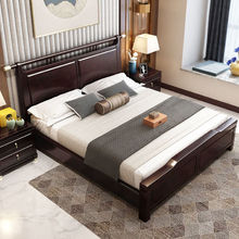 新中式床實木床1.8米雙人床實木1.5米家用主卧出租房氣壓儲物家具