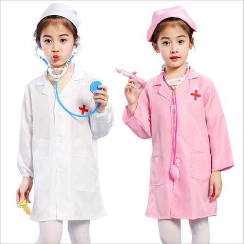 Children's little doctor nurse cosplay costumes kindergarten role-playing career experience boy and girl performances play house outfits